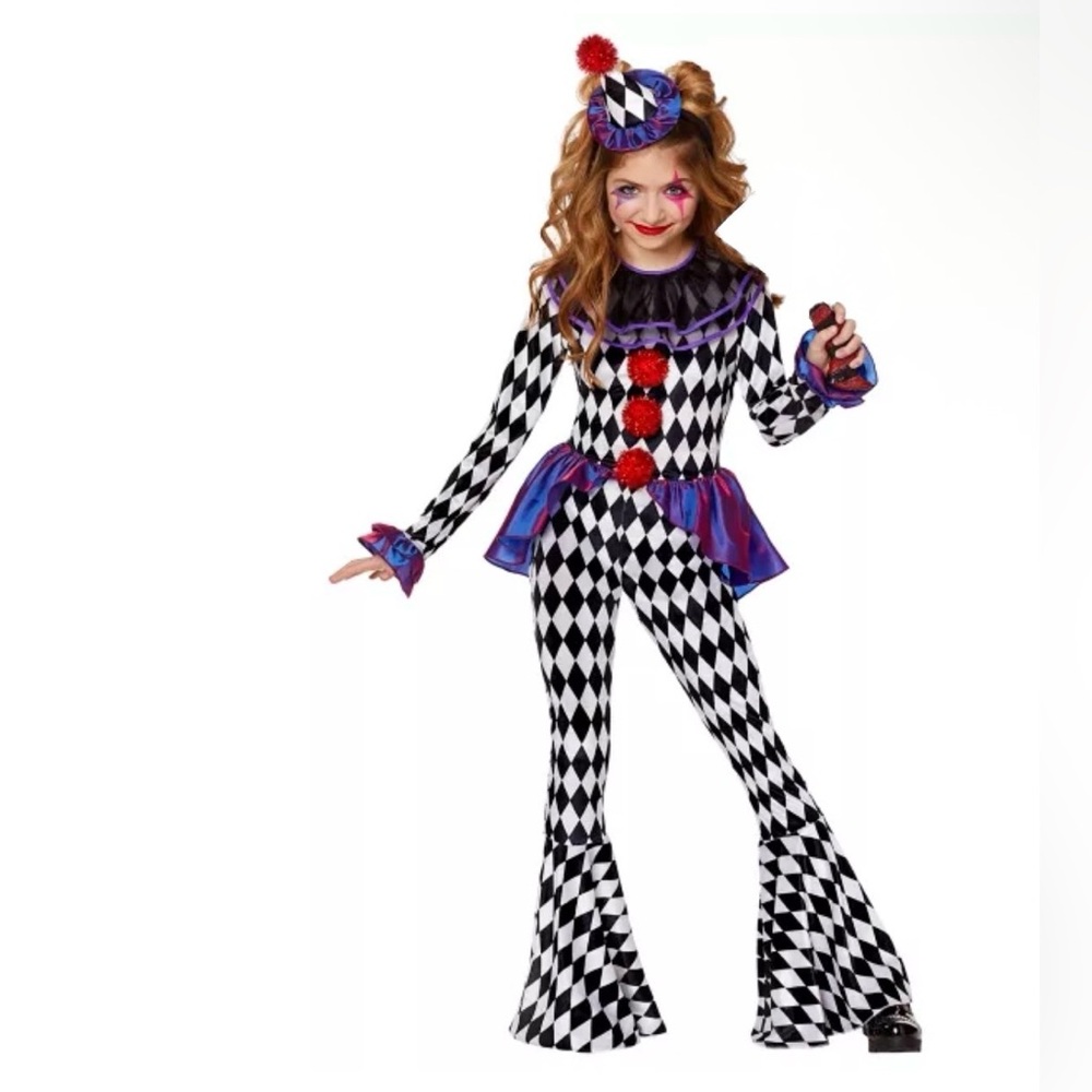 Harlequin Clown Kids Costume - Black and White